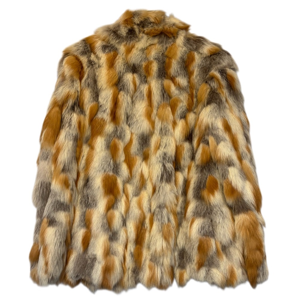 Vintage Fur Coat Multicolor Patchwork 70s 80s Ivory Beige Brown Gray Size Large - Picture 8 of 14
